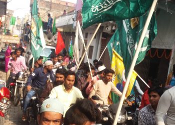 नौतनवा: बारहवी रवि-उल-अव्वल की नगर में निकला मोटरसाइकिल जुलूस