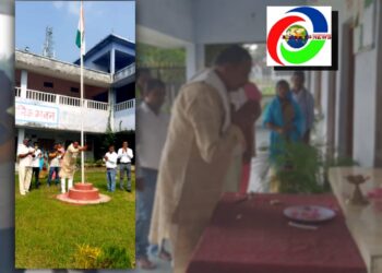 नौतनवां: हर्षोल्लास के साथ मनी गांधी और शास्त्री जयंती आसमान में फहराया तिरंगा