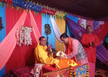 हरदी डाली में श्रीमद्भागवत कथा में श्री कृष्ण की अद्धत झाँकी देख भाव विहोर हुए ग्रामीण