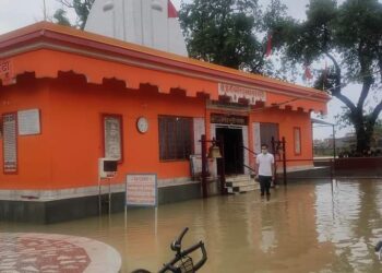 बनैलिया माता मंदिर परिसर में जलजमाव, जलनिकासी खस्ताहाल