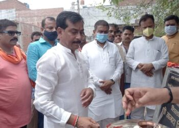 लखीमपुर खीरी: सांसद ने इंटरलाॅकिंग सड़क का शिलान्यास कर किया वृक्षारोपण