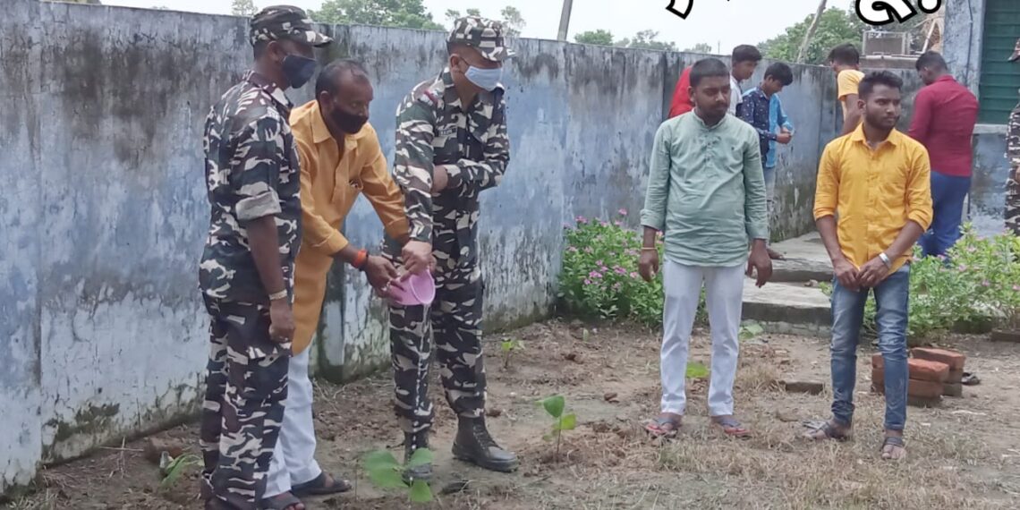बृजमनगंज: एसएसबी जवानों ने कई गांवो मे किया वृक्षारोपण