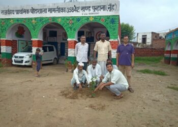 मेवात: स्कूल में विद्यालय अध्यापकों द्वारा किया गया पोधारोपण