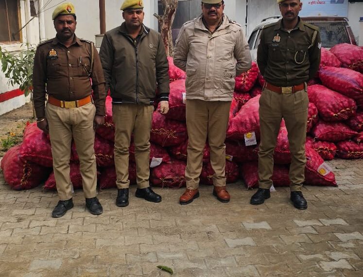 तस्करी कर नेपाल जाने वाली 130 बोरी प्याज सोनौली पुलिस ने किया बरामद