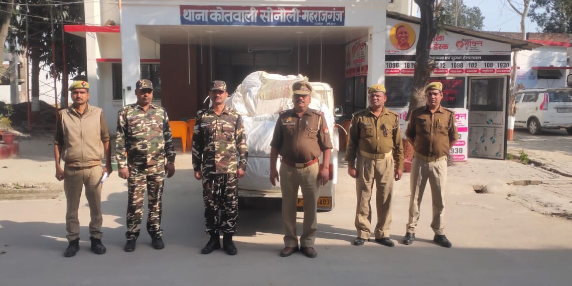 सोनौली पुलिस ने 616 पीस लावरिस कपड़ा किया बरामद