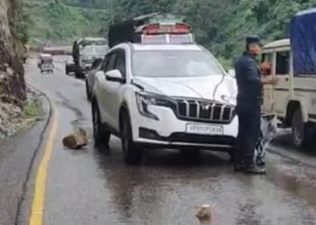 मुगलिन-नारायणगढ़ मार्ग पर चलती कार पर गिरा पत्थर तीन भारतीय घायल