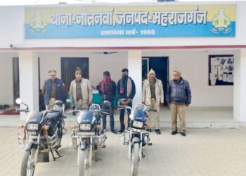 नौतनवा पुलिस को बड़ी कामयाबी तीन दिन पहले सम्पतिहा में हुई मोटरसाइकिल चोरी सहित 3 मोटरसाइकिल बरामद दो गिरफ्तार
