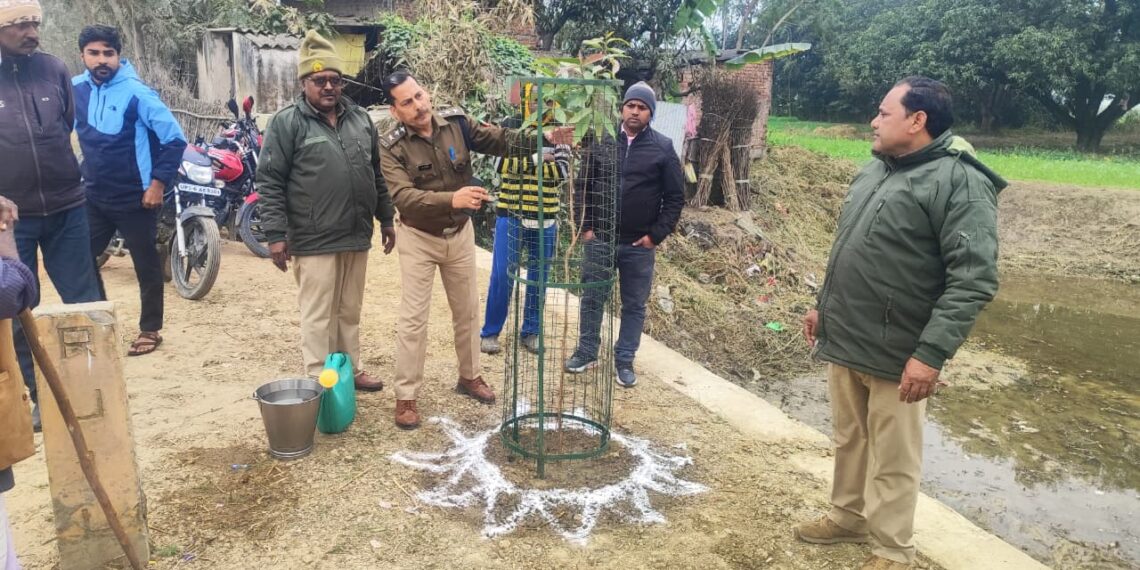 राष्ट्रीय पुरस्कार हेतु चयनित ग्राम सभा पैसिया उर्फ कोनघुसूरी में पर्यावरण संरक्षण कार्यक्रम,जामुन का पौधरोपण